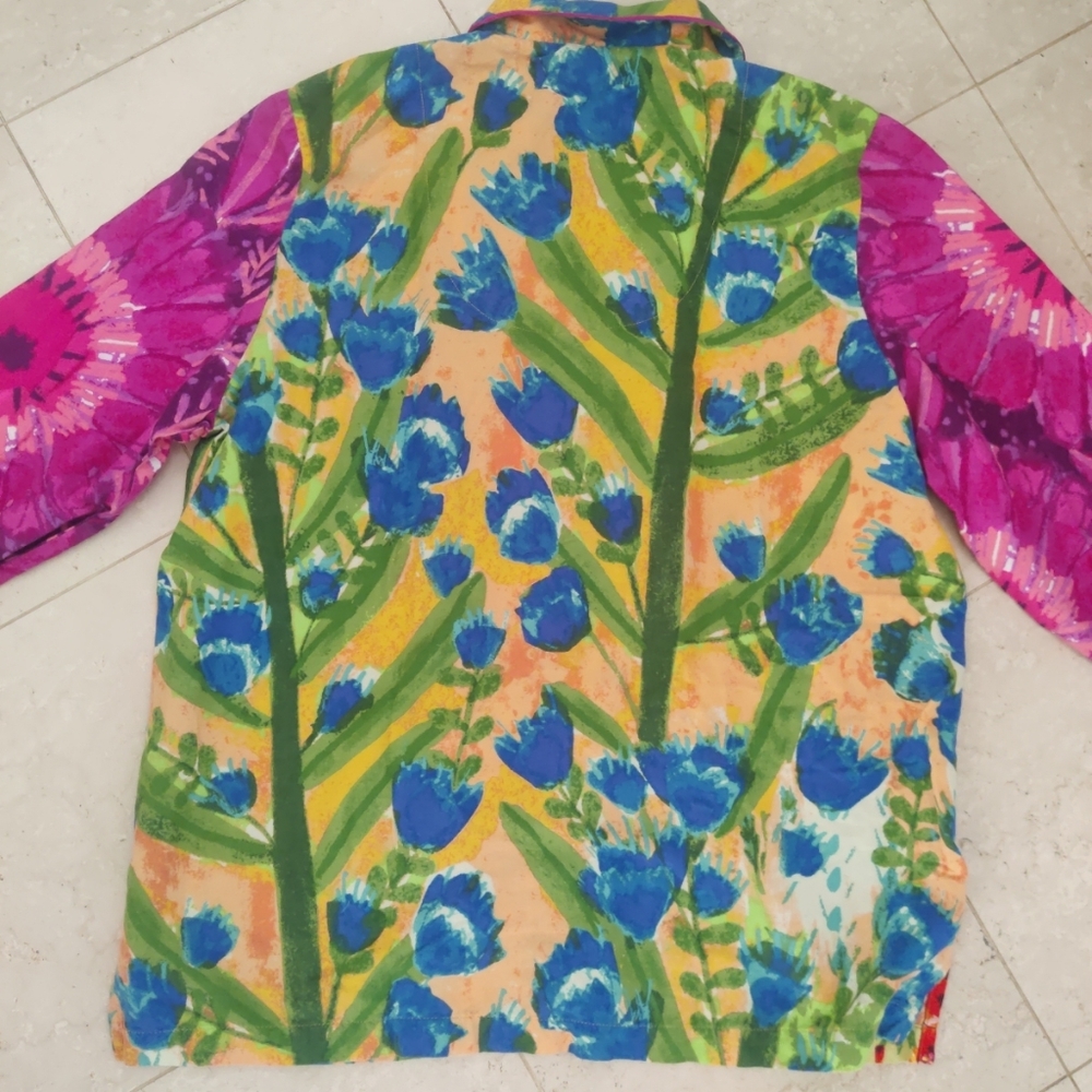 Anthropologie Roeqiya Fris Garden Bloom Pajama Top Colorful Large Petite NWOT - Picture 13 of 14